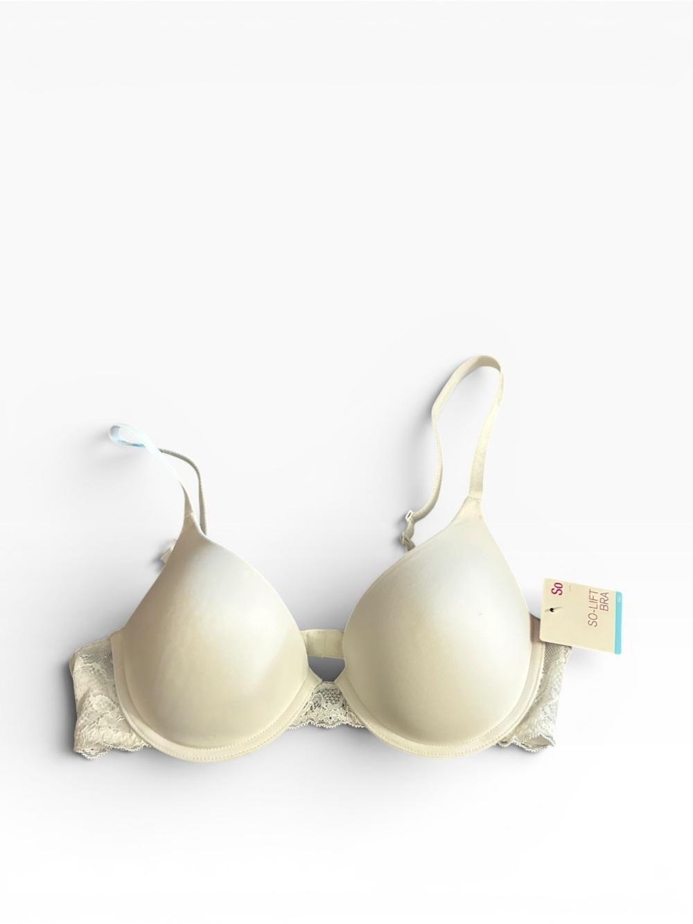 SO Cream Lace-Back Padded Underwire Bra